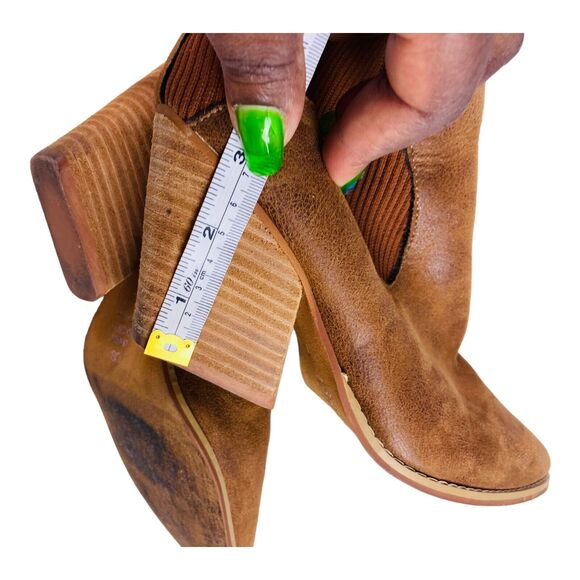 Oasis Society Women's Pointed Toe Stretch Ankle Boots Cognac Brown Leather US 7 - Picture 8 of 8